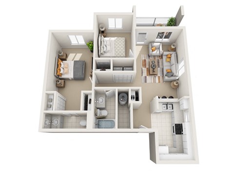 2 Bedroom 1.5 bath Floor Plan at Sky Vue, Washington, 98229
